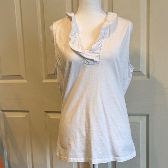 White Ruffled collar JMcLaughlin Top - Picture 1 of 5